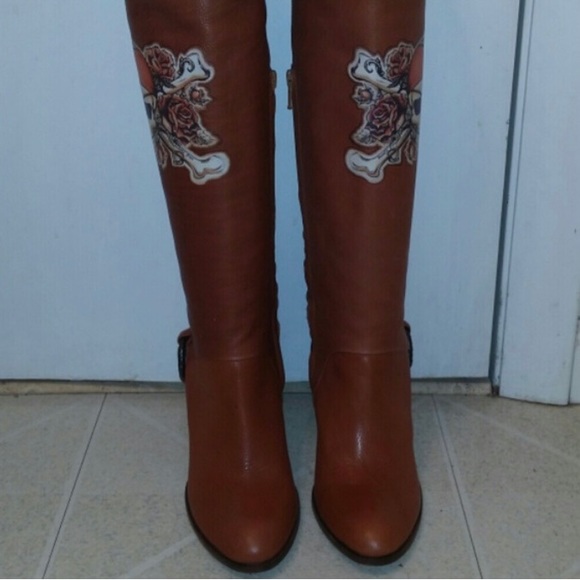 Gorgeous isabella fiore skull leather knee high boots - Picture 7 of 8